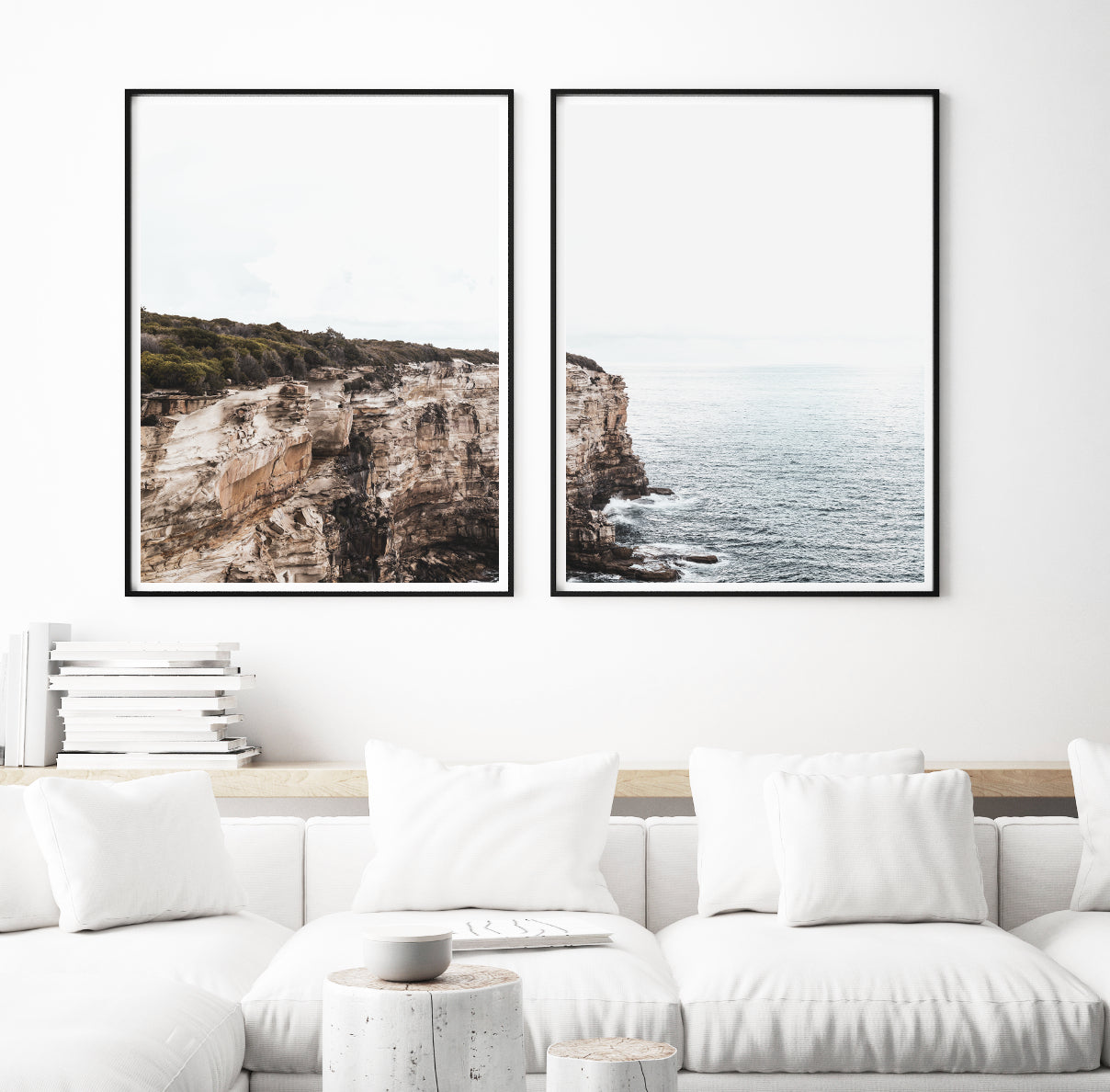 Neutral Coastal Wall Art,  Coastal Landscape Photography Print Set, Extra Large Wall Decor | arrtopia