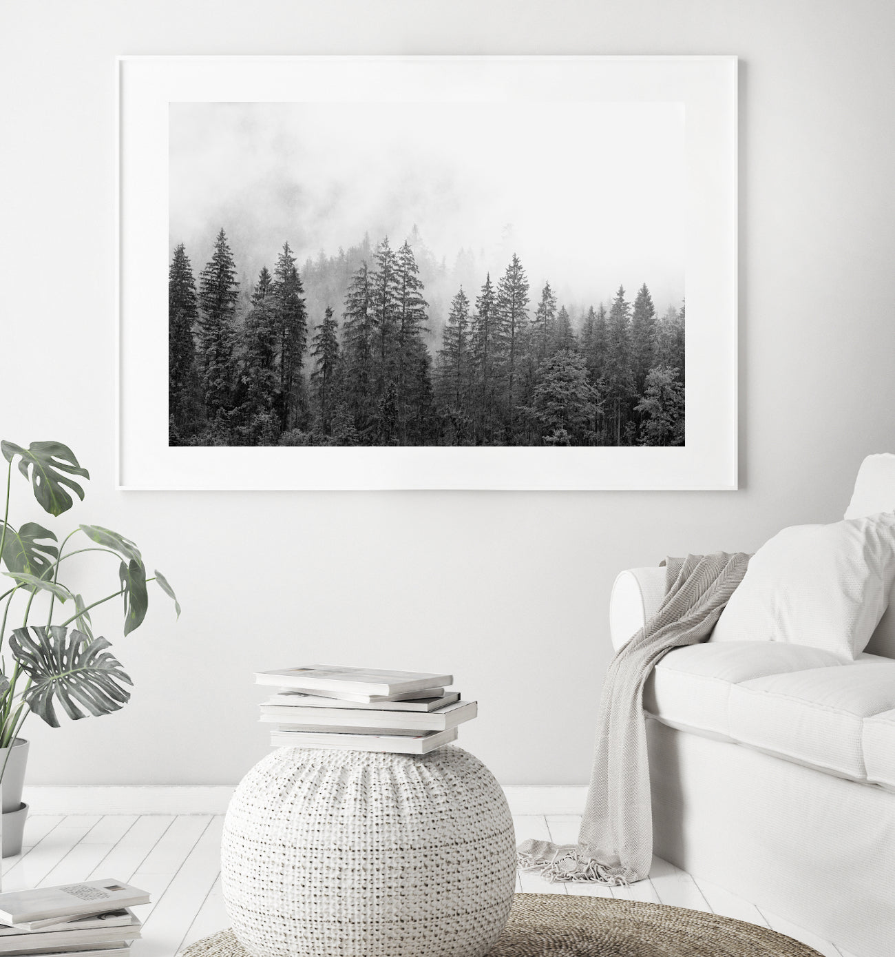 Black & White Nature Wall Art, Forest Photography Print, Large Nordic Wall Decor | arrtopia