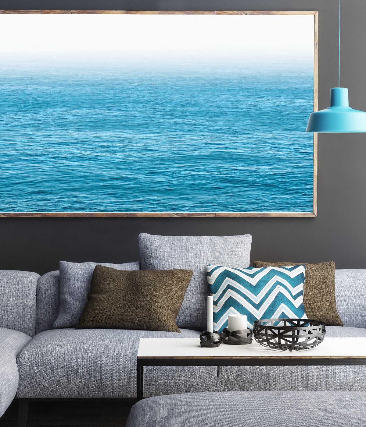 colorful oversized ocean print on canvas for living room by arrtopia