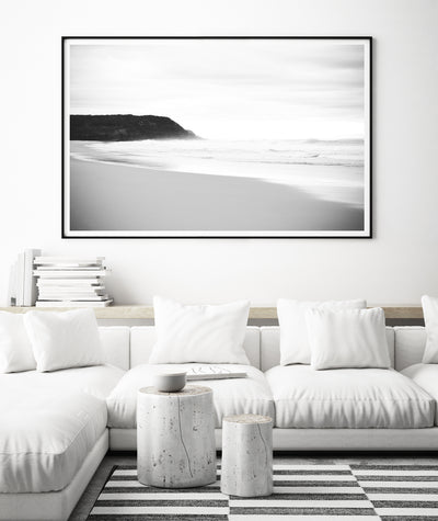 extra large black & white beach wall art by arrtopia for living room