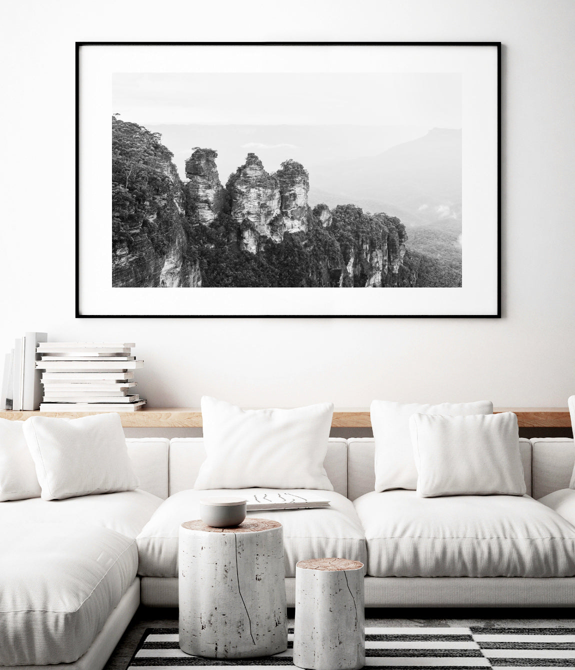 Black & White Nature Wall Art, Three Sisters Photography Print, Large Landscape Wall Decor | arrtopia