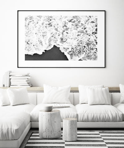 Coastal Wall Art, Black & White Beach Photography, Wave Print, Extra Large Living Room Wall Decor | arrtopia