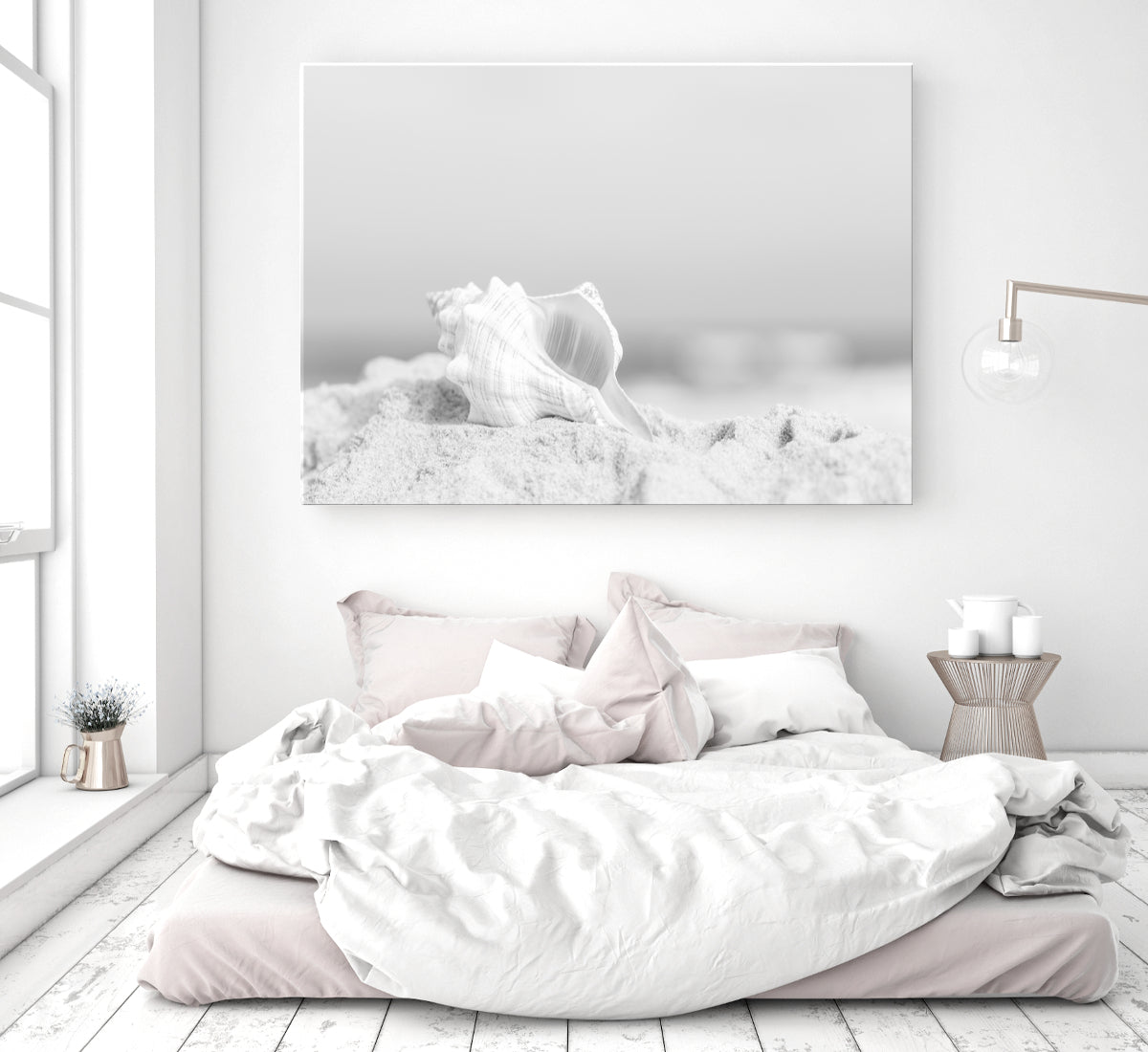 seshell wall art, oversized canvas print for bedroom by arrtopia