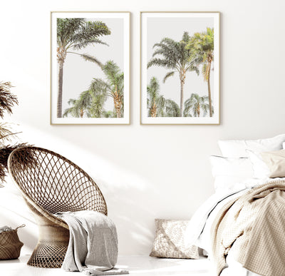 palm tree prints set of 2, coastal wall art | arrtopia
