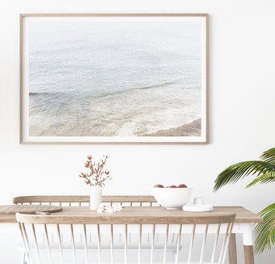 neutral ocean wall art, oversized canvas print for dinging room | arrtopia