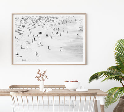 Black  & White Bondi Beach Photography Print, Coastal Wall Art, Extra Large Dining Room Wall Decor | arrtopia