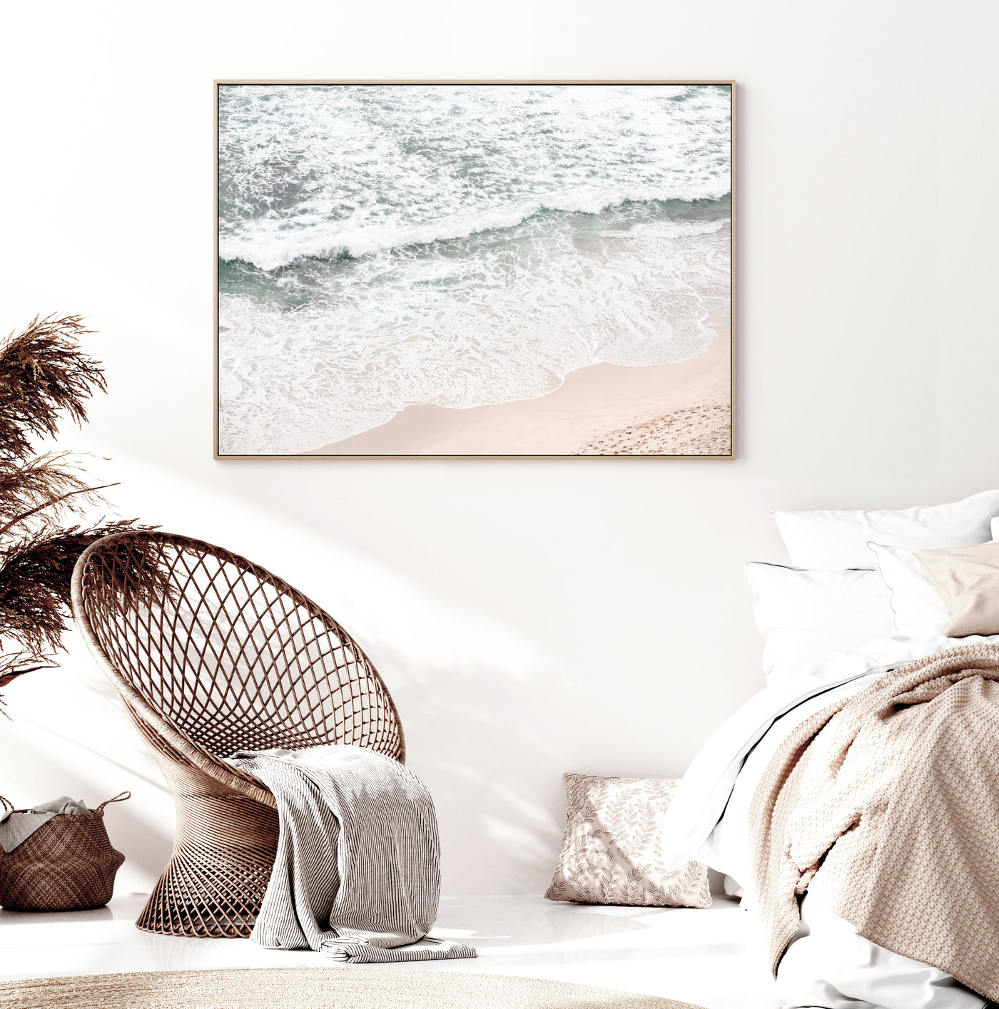 Aerial Beach Print, Pastel Coastal Wall Art, Extra Large Fine Art Print, Beach Canvas Print | arrtopia 