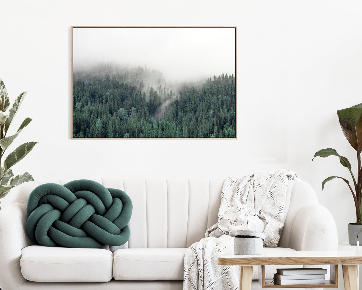 foggy forest wall art print, large canvas wall art, nature art for living room | arrtopia