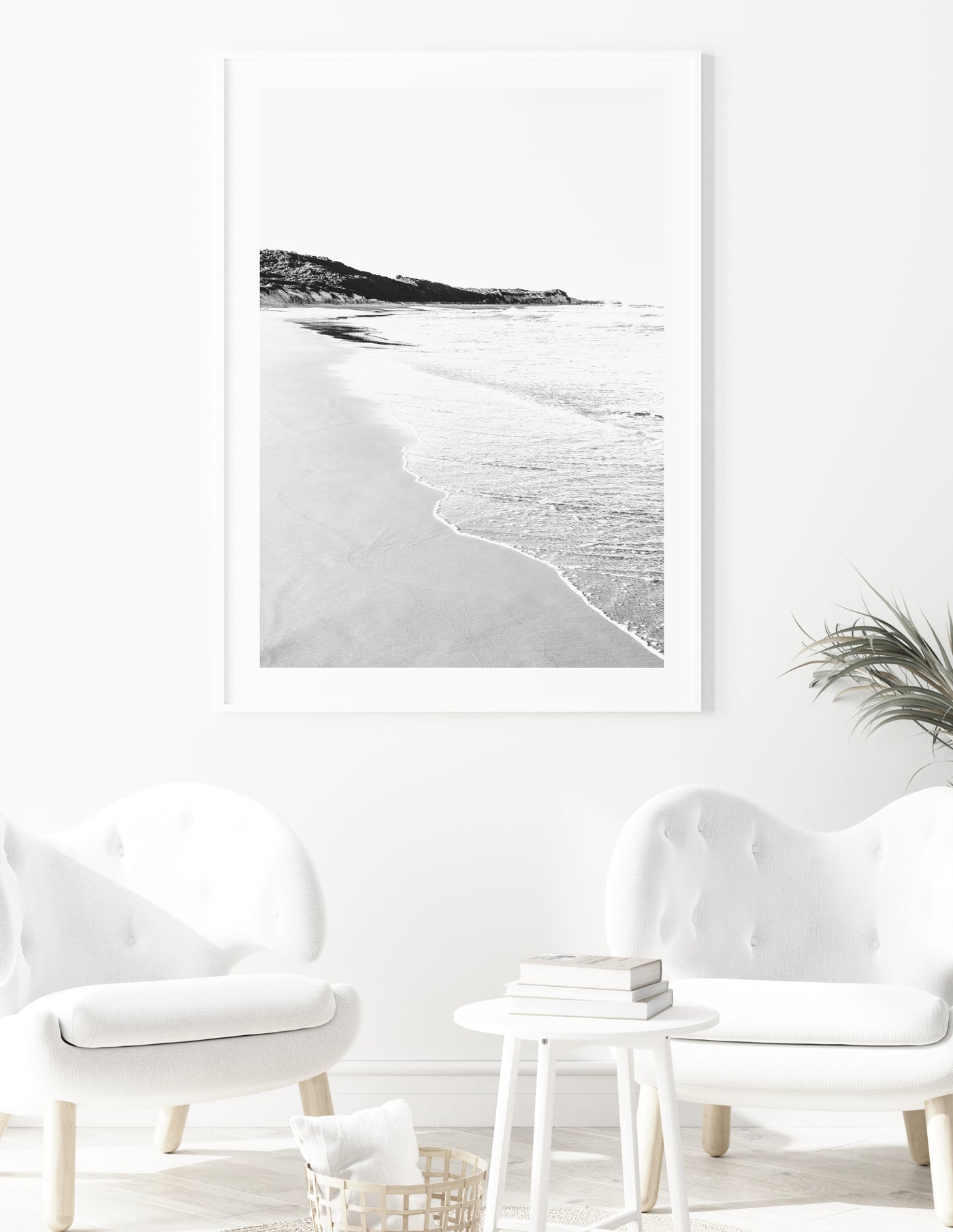Coastal Wall Art, Black & White Beach Photography Print, Large Living Room Wall Decor | arrtopia