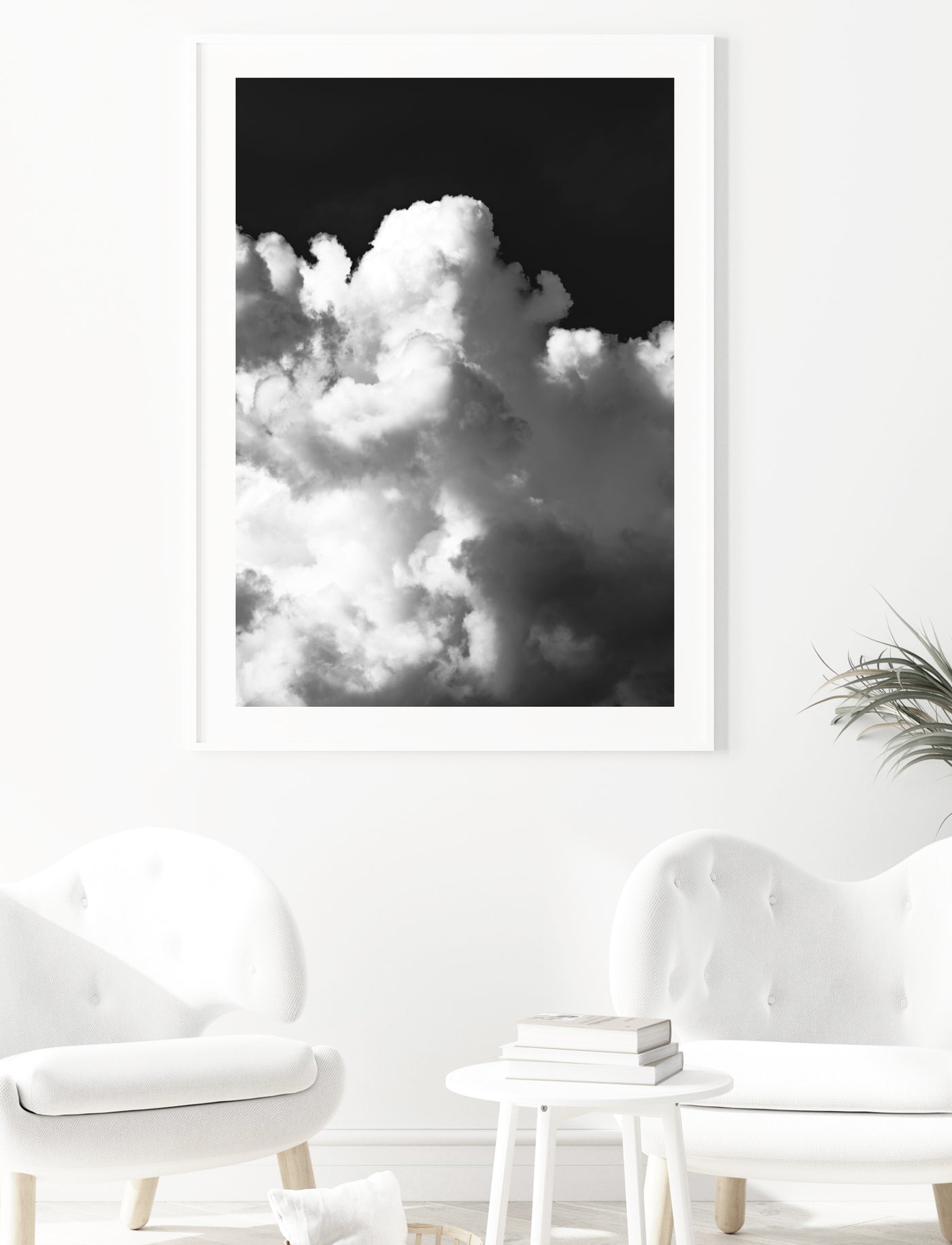 large black & white cloud wall art print for living room | arrtopia