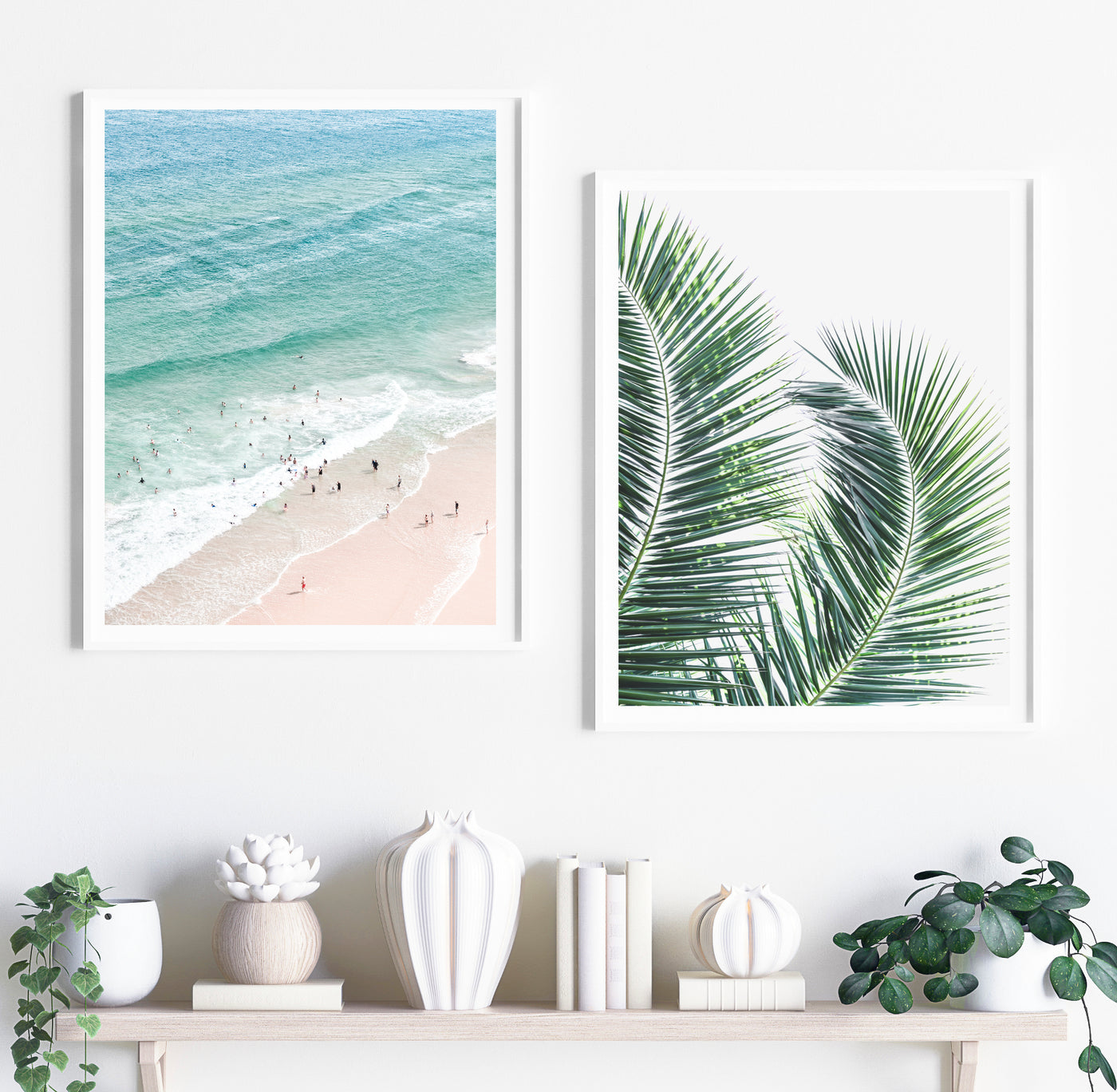 aerial beach & palm leaves wall set by arrtopia
