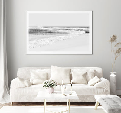 black & white beach print, extra large coastal wall art | arrtopia