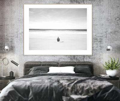 Black & White Coastal Wall Art, Surfer Photography Print, Large Wall Decor | arrtopia