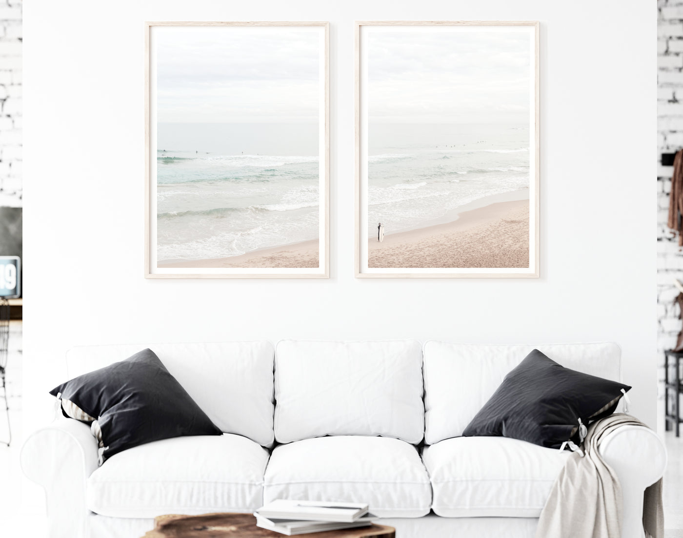 Neutral Coastal Wall Art, Bondi Beach Surfing Photography Print Set, Extra Large Wall Decor | arrtopia