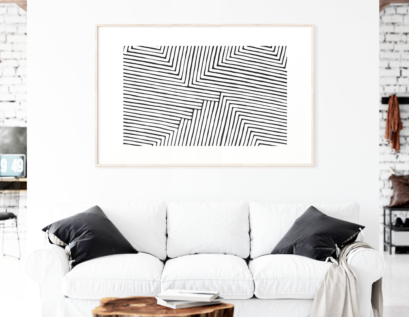Abstract Wall Art, Contemporary Black & White Art Print, Ready-to-Hang Canvas, Extra Large Wall Decor | arrtopia