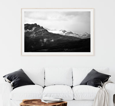 nature wall art, black & white mountain print | arrtopia