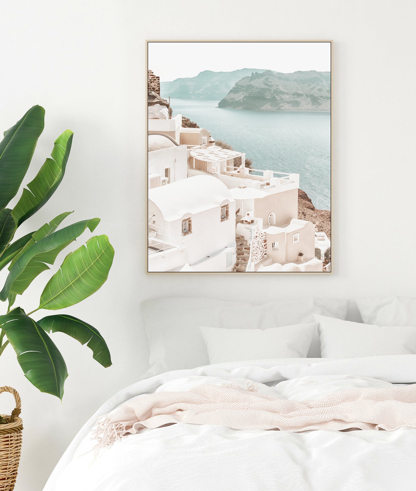 Santorini Photography, Greece Wall Art, Oia Print, Large Bedroom Wall Decor | arrtopia