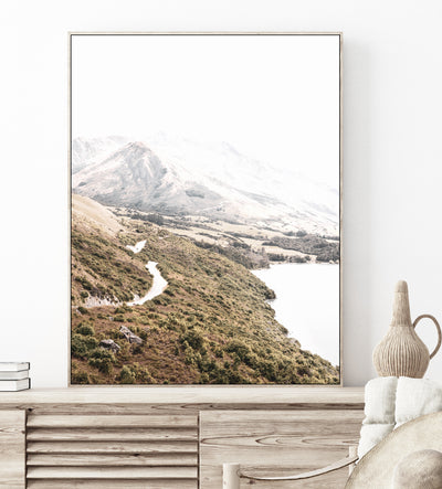New Zealand Nature Wall Art, Neutral Mountain Landscape Photography Print, Large Wall Decor | arrtopia