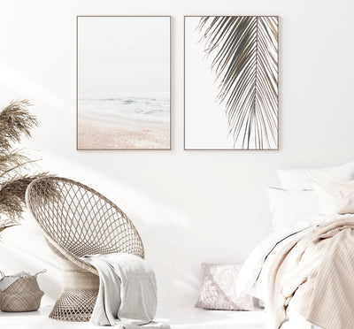 minimalist coastal wall art set of 2, neutral beach decor | arrtopia