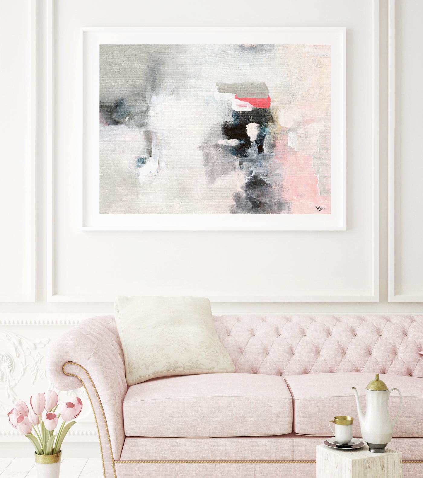 abstract art print, pink & gray wall decor | arrtopia 