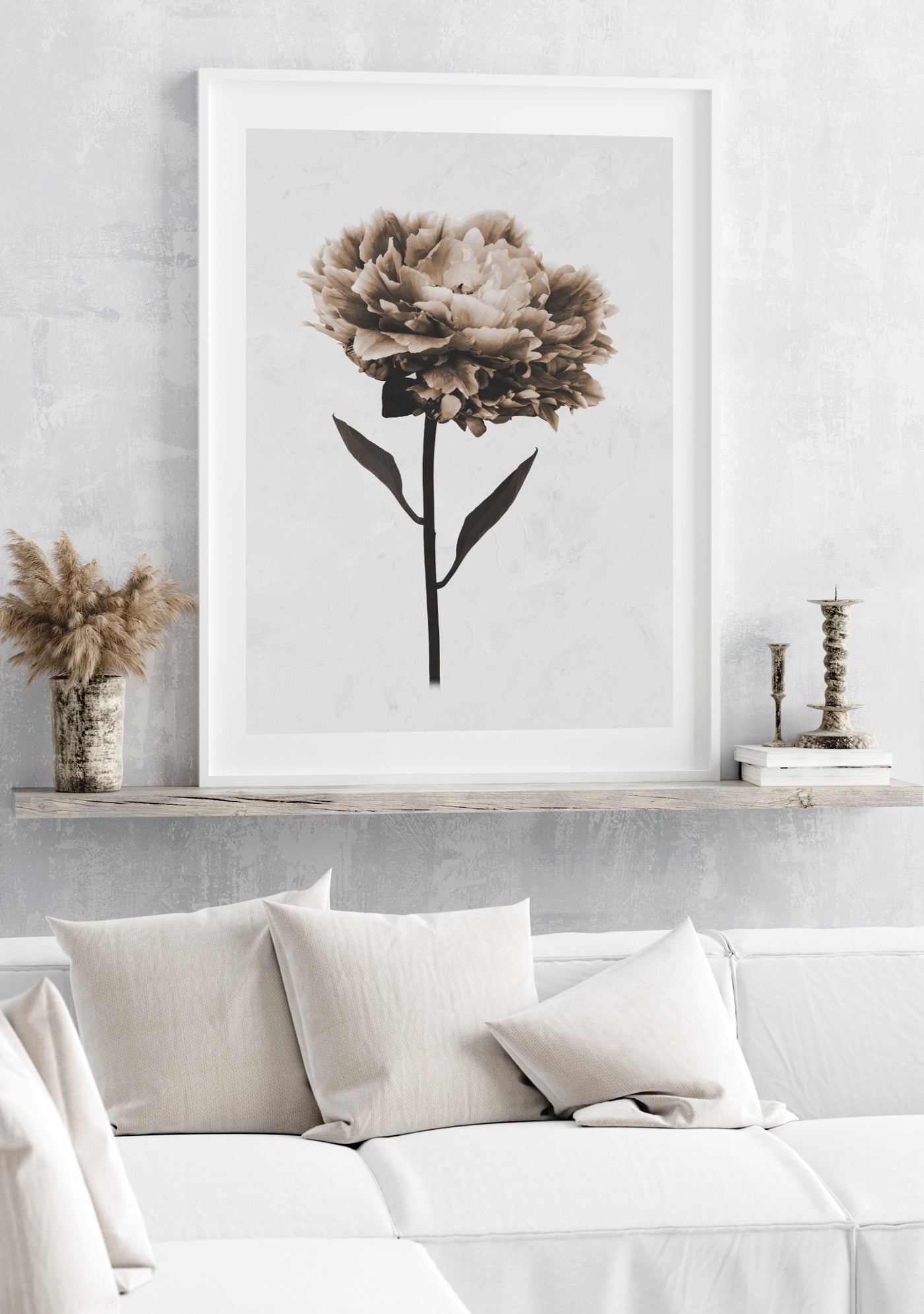 peony art print, neutral floral poster | arrtopia