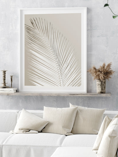Neutral Botanical Art, Palm Leaf Wall Decor, Modern Art for Living Room | arrtopia
