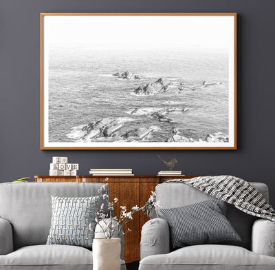 Ocean  Wall Art,  Black & White Coastal Landscapes Photography Print, Extra Large Wall Decor | arrtopia
