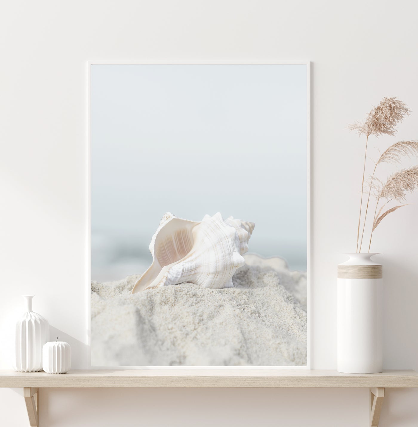 Neutral Coastal Wall Art, Seashell Beach Photography Print, Extra Large Wall Decor | arrtopia