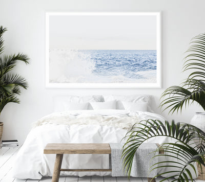 Ocean Wall Art, Pastel Blue Coastal Photography Print for Bedroom | arrtopia 