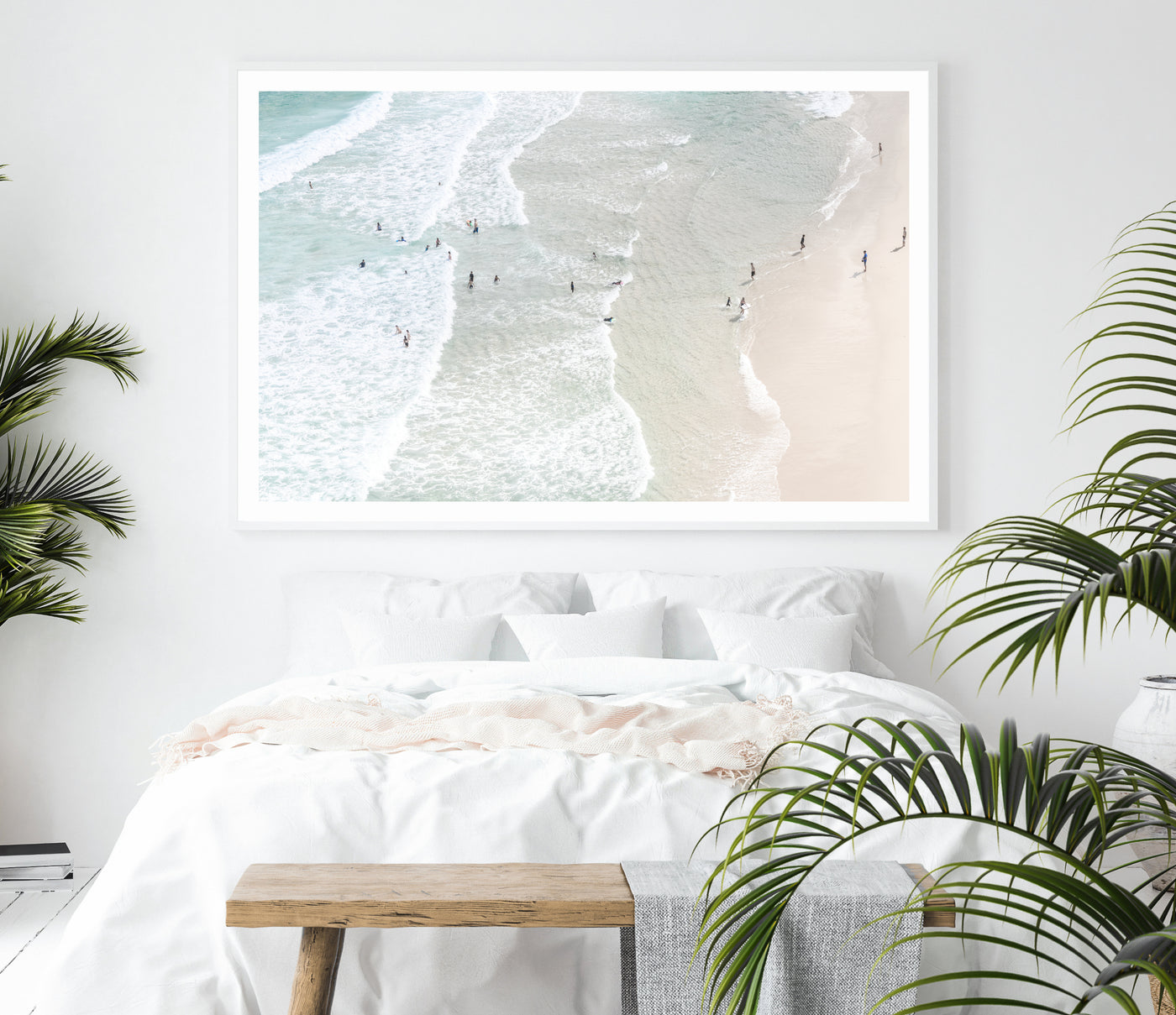Aerial Beach Photography Print, Extra Large Wall Art for White Bedroom Design | arrtopia