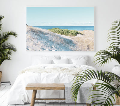 Colorful Coastal Wall Art, Coral Fern Beach Photography Print, Extra Large Wall Decor | arrtopia
