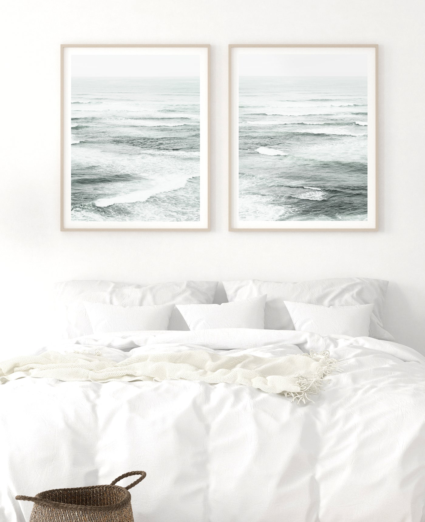 muted green ocean print set of 2  by arrtopia for bedroom