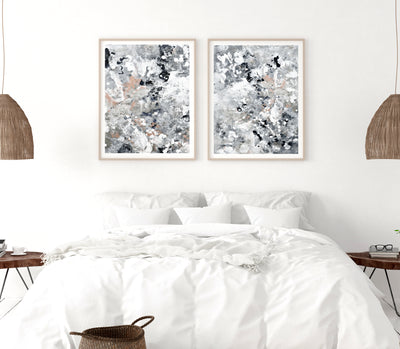 abstract wall art, set of 2 prints, modern prints for bedroom | arrtopia