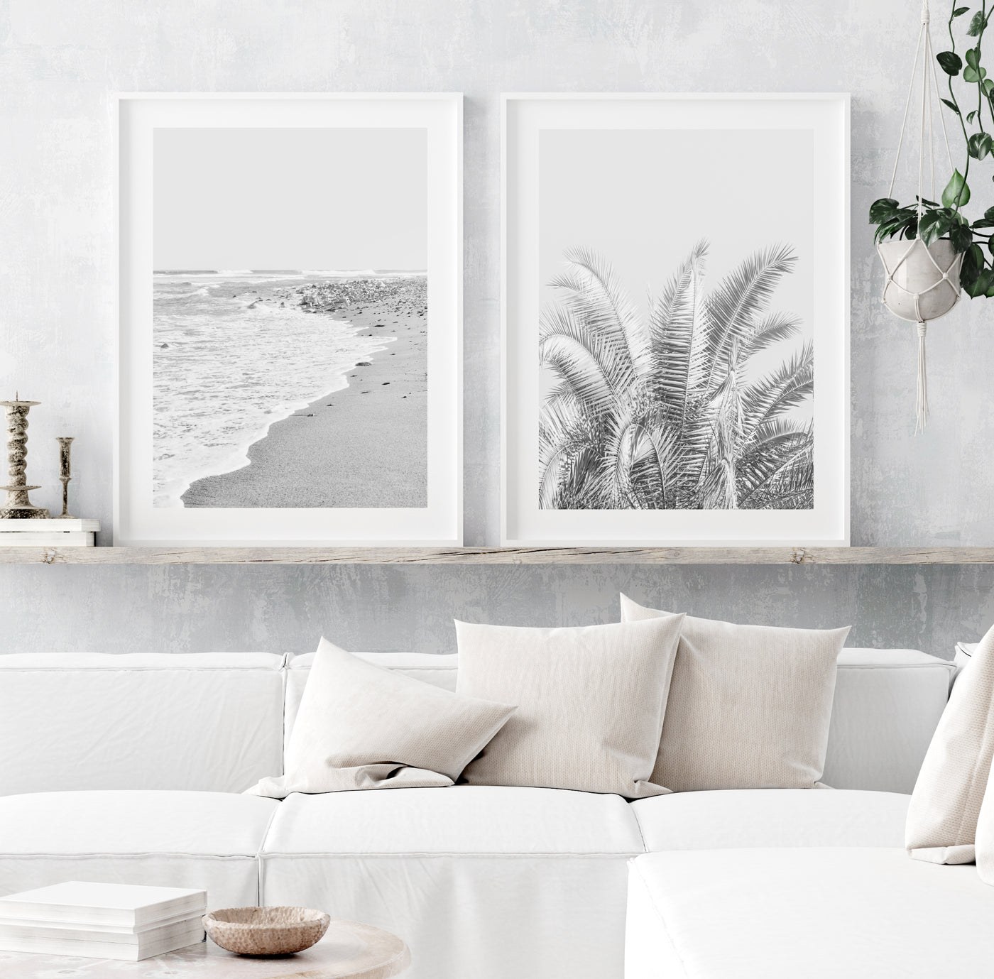 coastal wall art, grey wall decor, beach print set | arrtopia