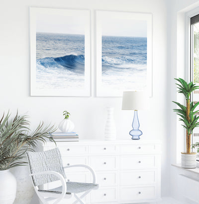 Colorful Coastal Wall Art, Blue Ocean Photography Print Set, Extra Large Wall Decor | arrtopia