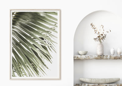 botanical wall art, palm leaves art print, contemporary living room decor | arrtopia