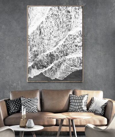 Black and White Coastal Wall Art, Aerial Beach Photography Print, Extra Large Wall Decor | arrtopia