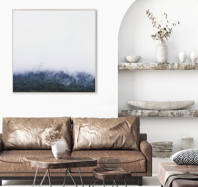 minimalist nature art print, foggy forest wall art | arrtopia