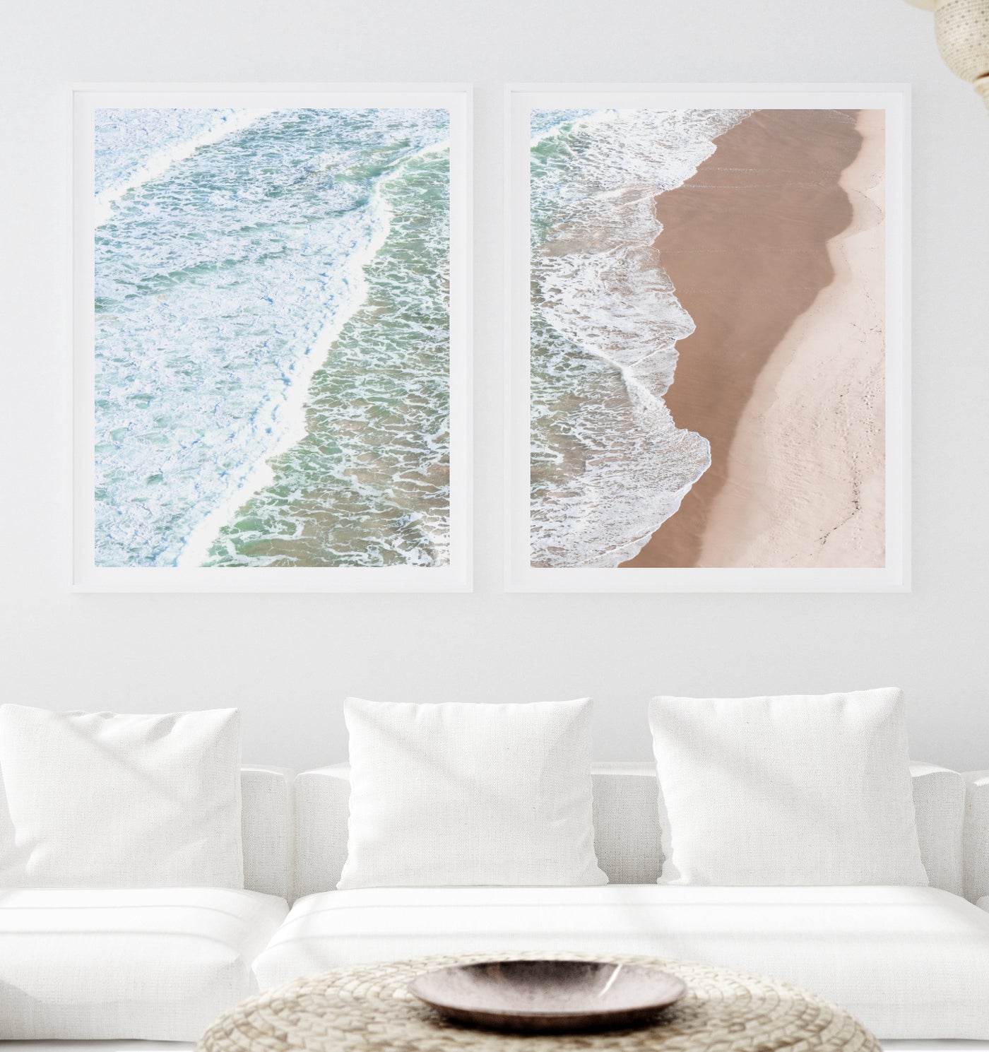 set of 2, earial beach wall art, coatsal print set | arrtopia
