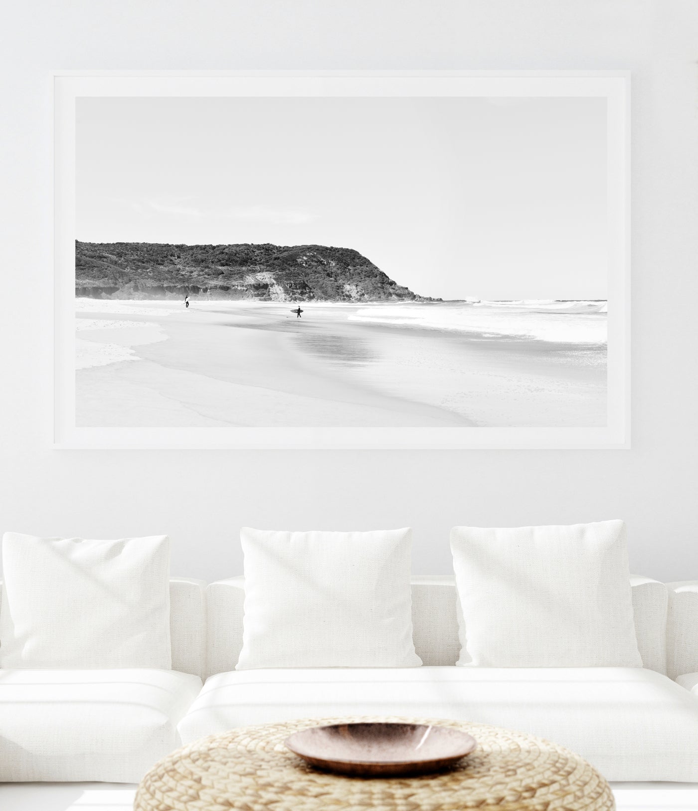 Surf Photography, Black and White Coastal Wall Art, Extra Large Canvas Print for White Living Room | arrtopia