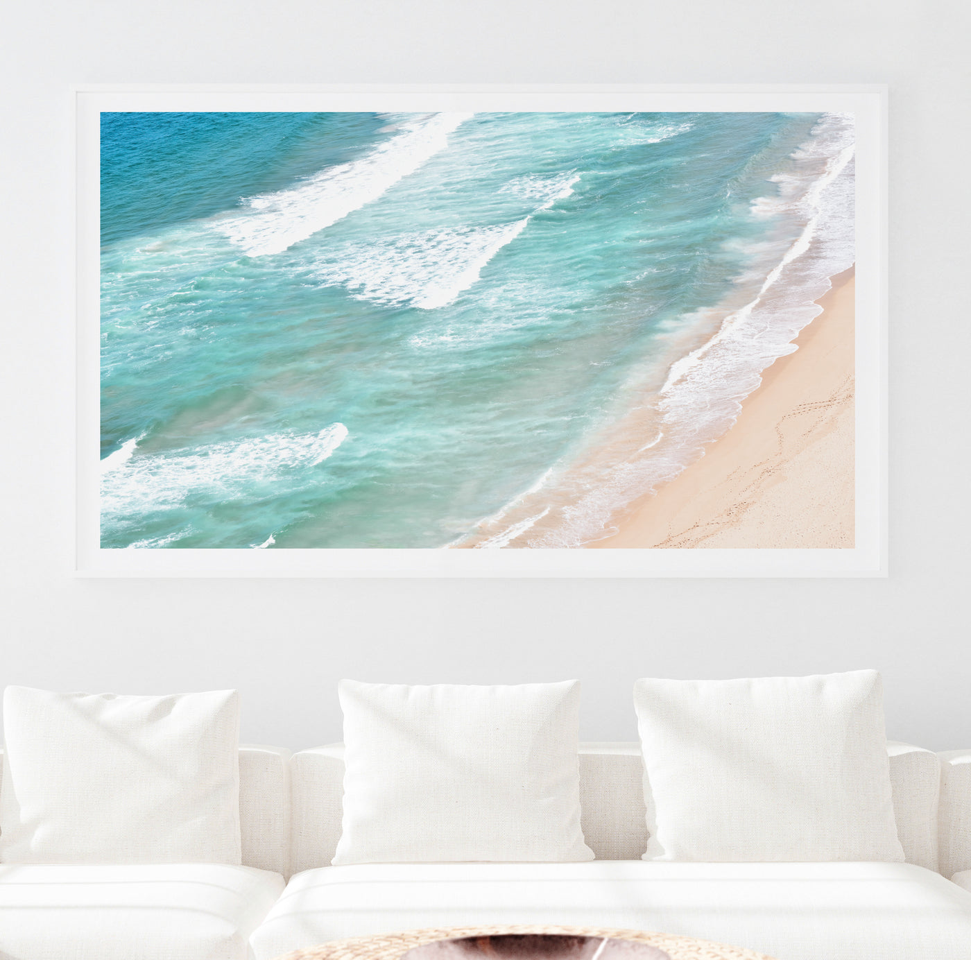 oversized colorful aerial beach wall art print by arrtopia