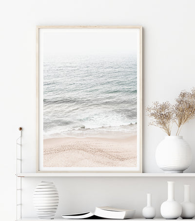 Pastel Coastal Wall Art, Neutral Beach Photography Print, Extra Large Wall Decor | arrtopia