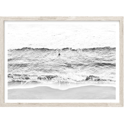 Black & White Surfing Wall Art, Aerial Beach Photography Print, Extra Large Wall Decor | arrtopia