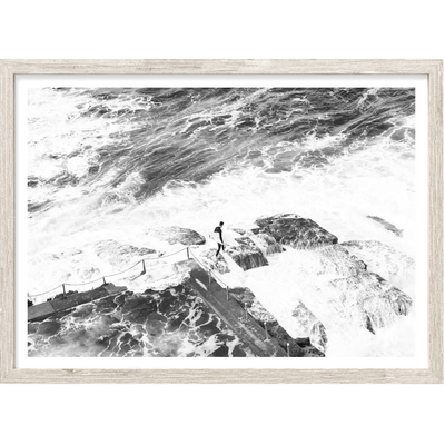 Coastal Rockpool Wall Art, Black & White Surf Photography Print, Extra Large Wall Decor | arrtopia