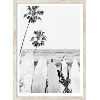 Surfboards | black and white surfing wall art print | arrtopia