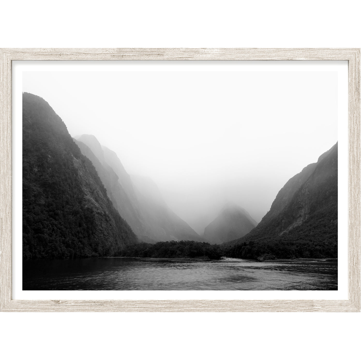 New Zealand Nature Wall Art, Black & White Milford Sound Landscape Photography Print, Large Wall Decor | arrtopia