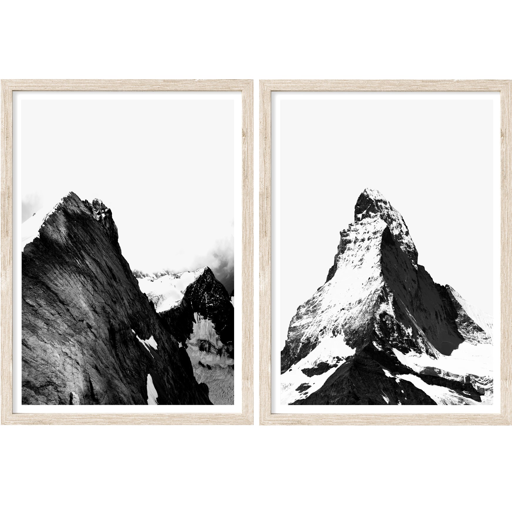 Black & White Matterhorn & Titlis | Mountain Wall Art | Canvas Prints ...