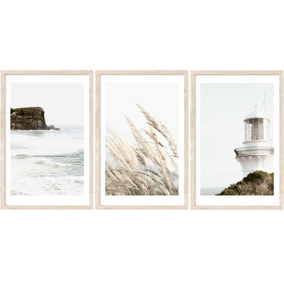 set of 3 prints, neutral coastal wall art | arrtopia