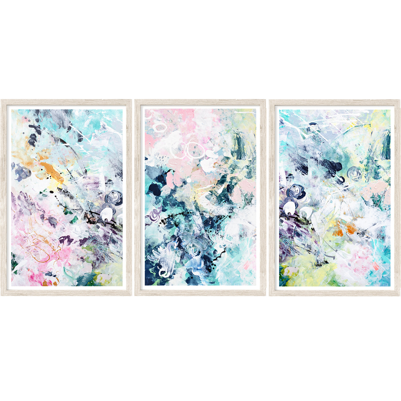 abstract art prints set of 3, colorful wall art | arrtopia