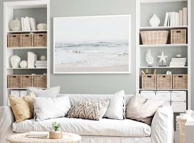Pastel Beach Photography Print, Extra Large Canvas Print for Living Room, Coastal Wall Art | arrtopia